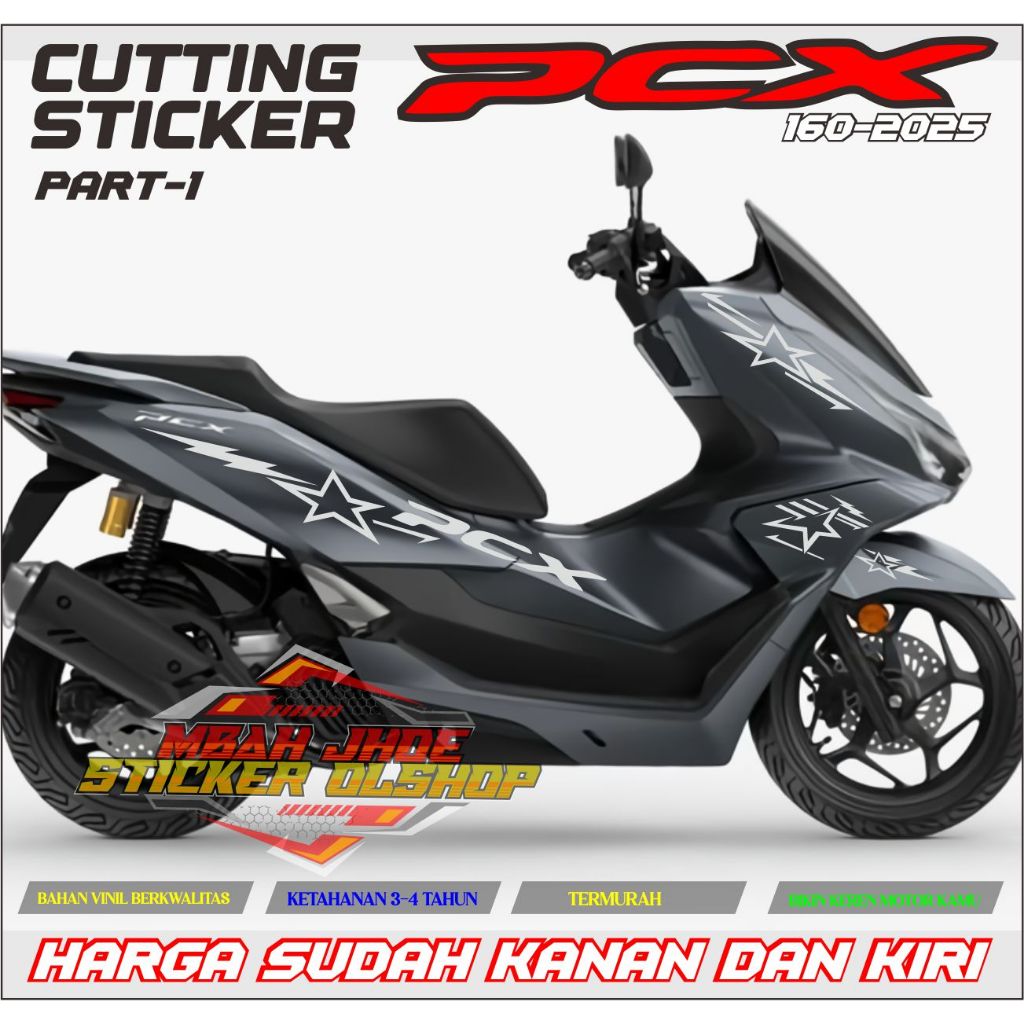 STRIPING MOTOR ALL NEW PCX 160 STRIPING CUTTING STICKER MOTIF BINTANG TAHUN 2025 BODY GREY