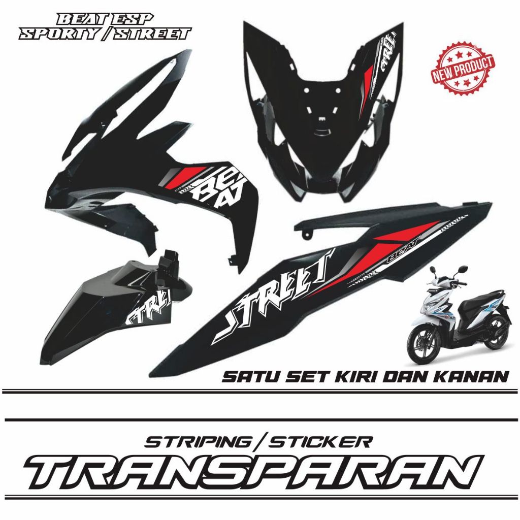 STRIPING TRANSPARAN UV BEAT ESP 2016-2019 / STIKER VARIASI TRANSFARAN BEAT SPORTY / STIKER ALL NEW B