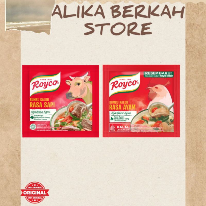 

Royco Ayam dan Sapi | Bumbu penyedap rasa 1rtg isi 12