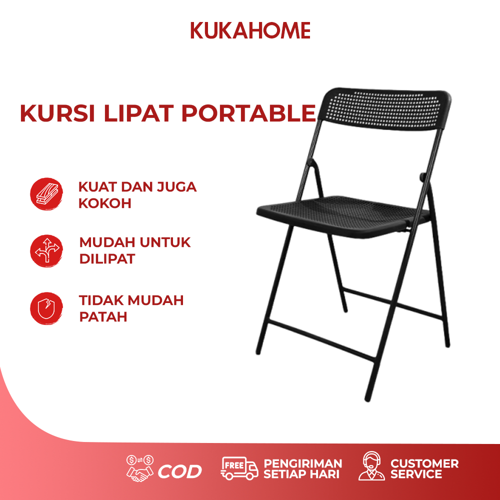 KUKAHOME Kursi Lipat Plastik Kursi Lipat Outdoor Kursi Ruang Tamu Minimalis Kursi Portable