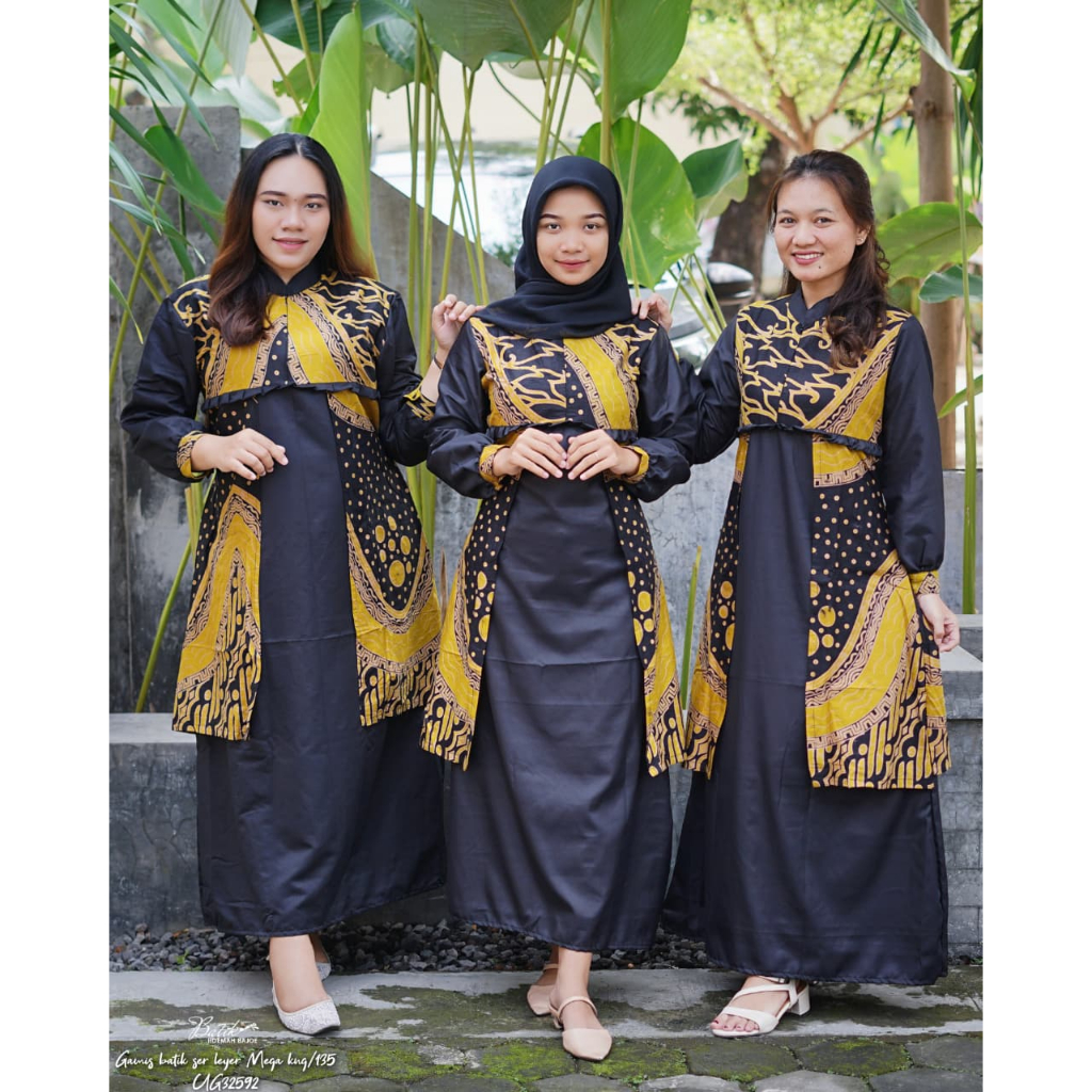 Seragam batik kantor gamis perempuan model layer modern
