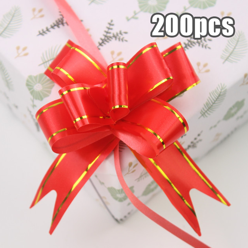 

200pcs 18mm Pita Tarik Sedang Pita Serut Hiasan Parcel Souvenir Kado Pull Flower Gold Stripe Lace