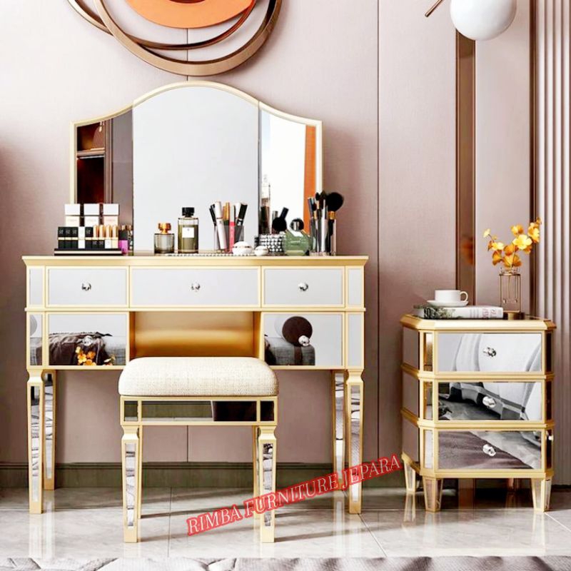 meja rias mewah full kaca cermin