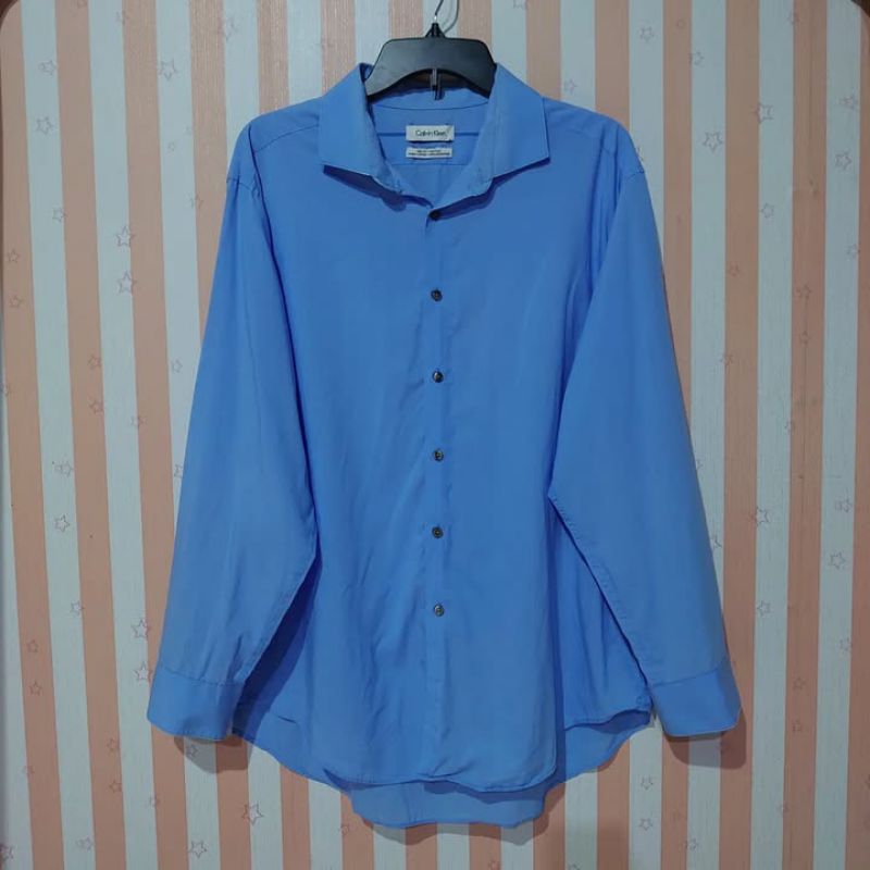 kemeja lengan panjang calvin klein UK XL warna kalem preloved second thrift