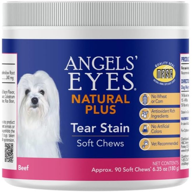 Angels Eyes Plus Soft Chew for dogs & cats 90ct - Beef Formula - Tear Stain Prevention Eliminator