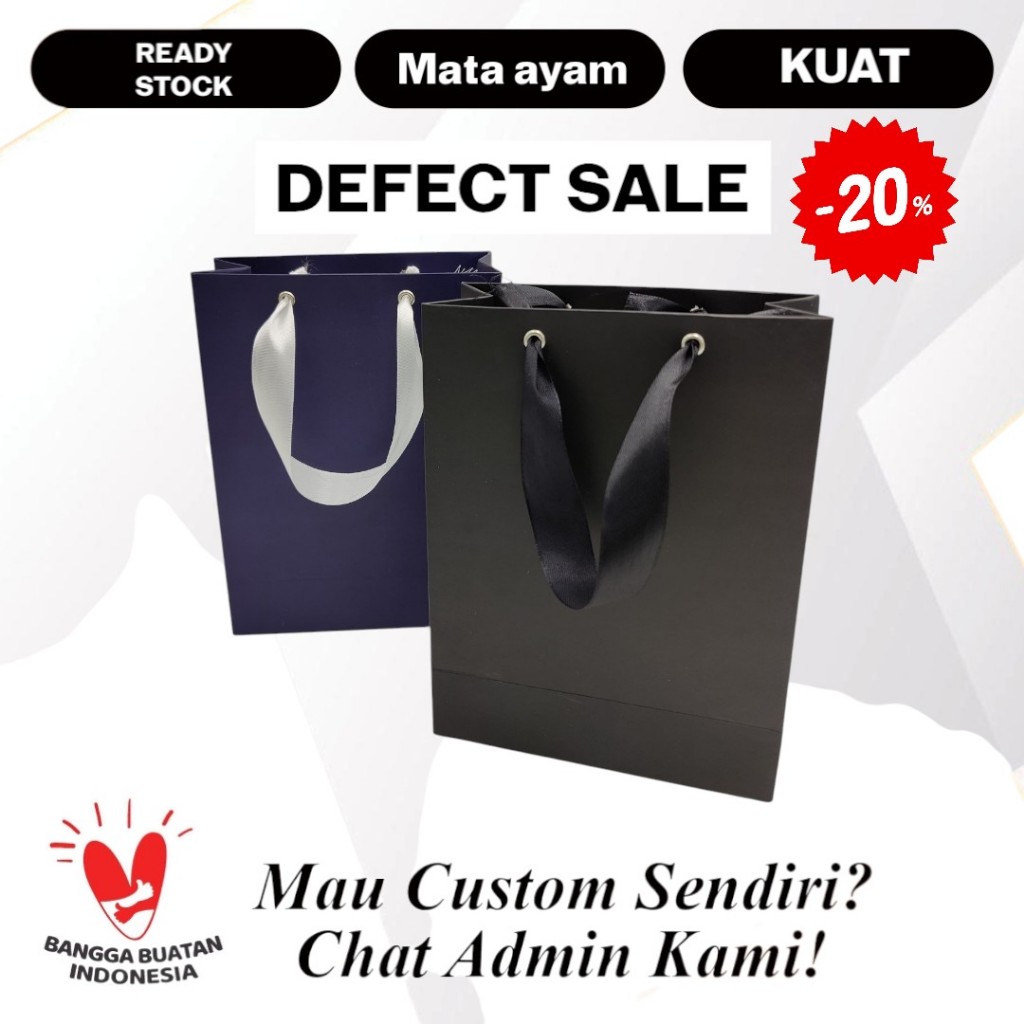 

Premium paper bag / tas kado kecil Uk. P18 x L8 x T24 cm PROMO DEFECT