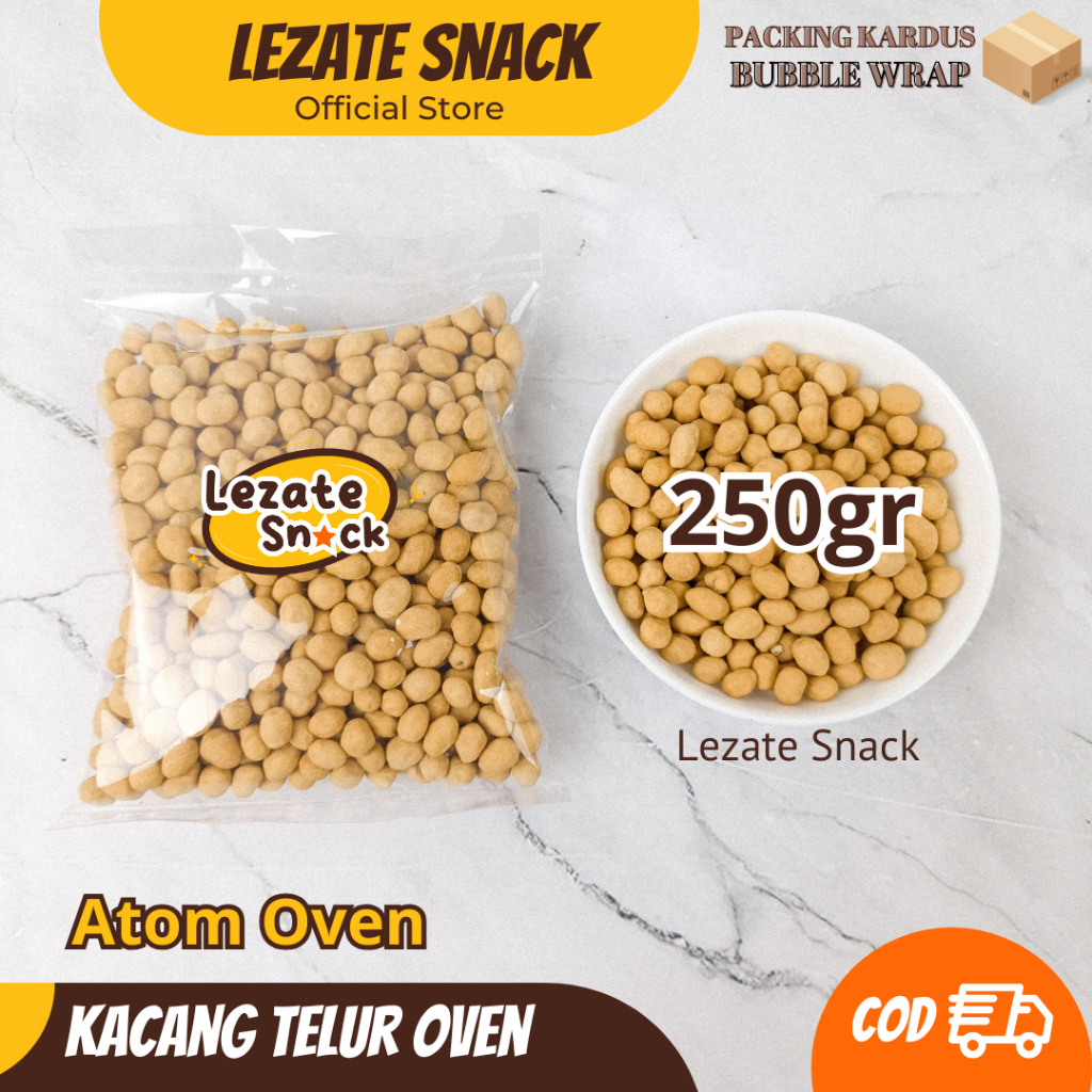 

Kacang Telur Atom Oven 250GR Gurih Manis Murah / Kacang Telor Singapur Bima Garuda / Kacang Telur Bali Panggang LEZATE SNACK