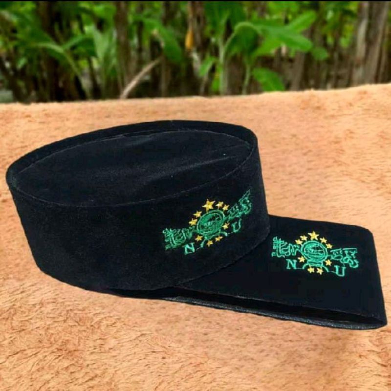 songkok logo NU peci hitam bordir NU