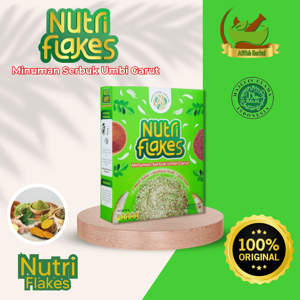 

NUTRI FLAKES ORIGINAL 280 g | SEREAL SERBUK UMBI GARUT | SOLUSI NIKMAT UNTUK ASAM LAMBUNG