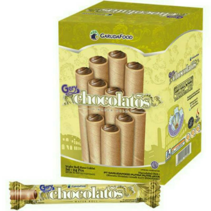 

Baru isi 24 pcs GERY CHOCOLATOS wafer roll ECER 500