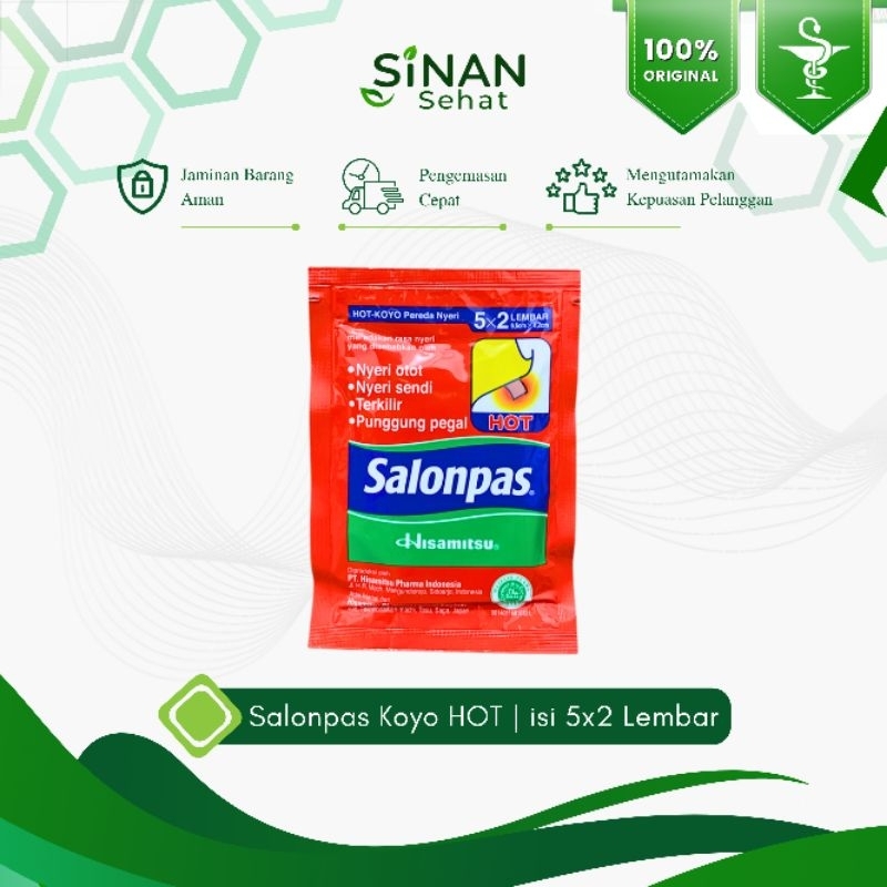 Apotek Sinan Sehat | Salonpas Koyo Hot 10 Lembar - Plester Pereda / Penghilang Nyeri Otot / Pegal Li