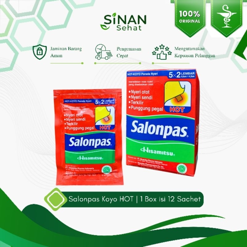 Apotek Sinan Sehat | Salonpas Koyo Hot Panas Box isi 10 Sachet - Plester Pereda / Penghilang Nyeri O