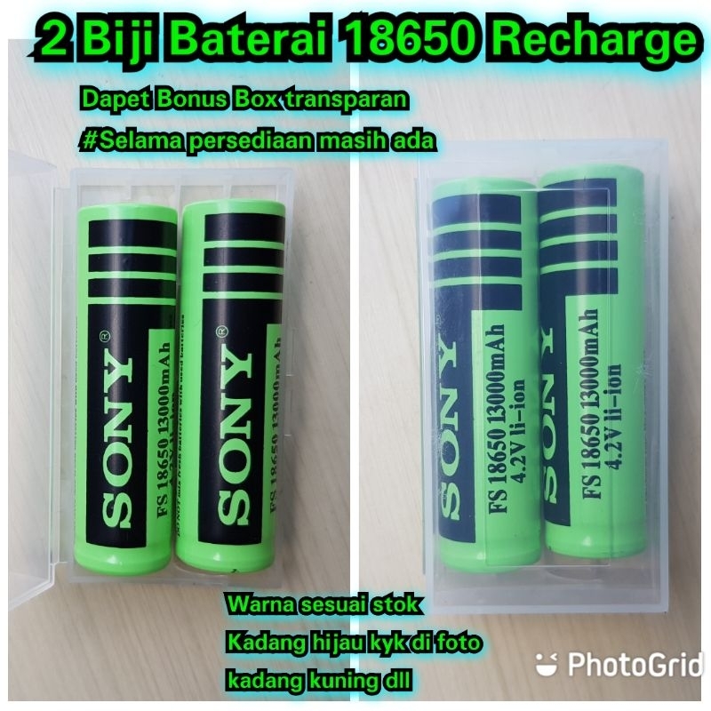 2 Pcs Baterai 18650 Sony Rechargeable plus Box Transparan Baterai DLL Baterai Cas 18650 baterai sent