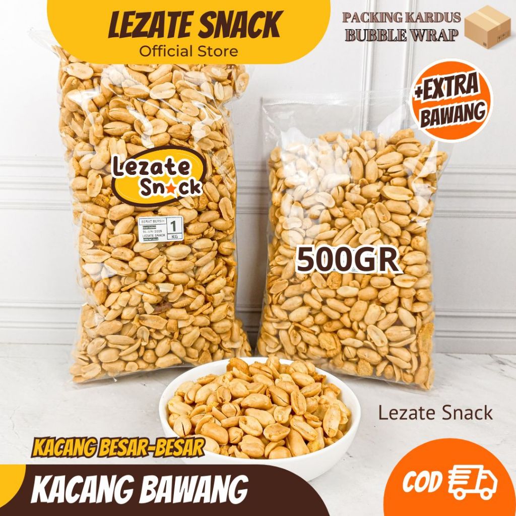 

Kacang Bawang Goreng 1kg Kualitas Premium Extra Bawang Kacang Bawang Besar Utuh Gurih Kacang Bali Ashoka Asin Murah Enak Renyah LEZATE Snack