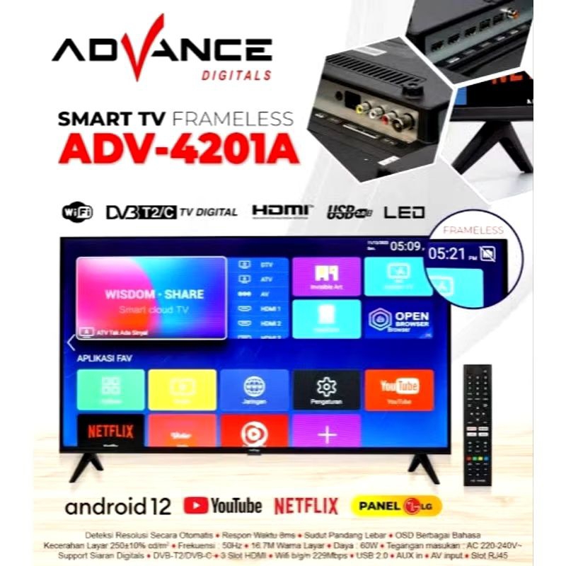 Android Smart TV 42 Inch ADVANCE ADV-420IA FRAMELESS