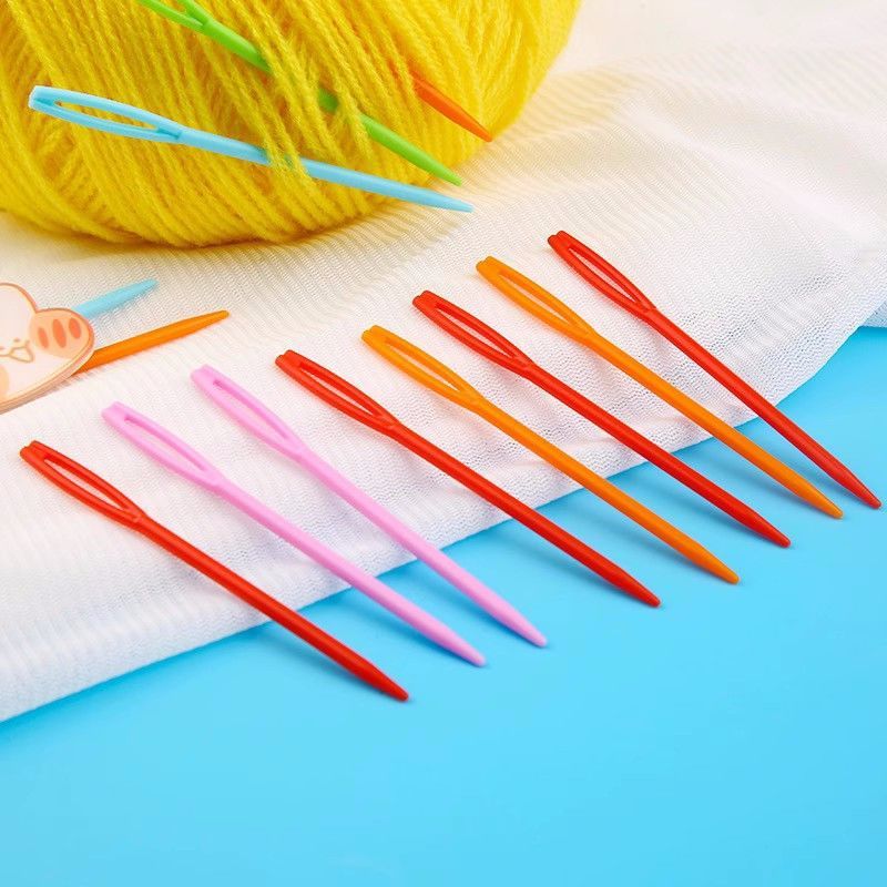 Jarum jahit tangan plastik jarum jahit buatan tangan mata besar jarum jahit wol rajut kepala besar j