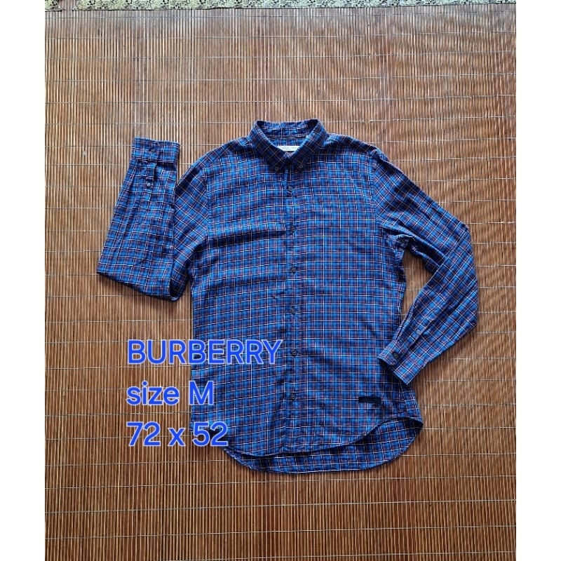 Baju Kemeja BURBERRY Kotak Lengan Panjang Pria