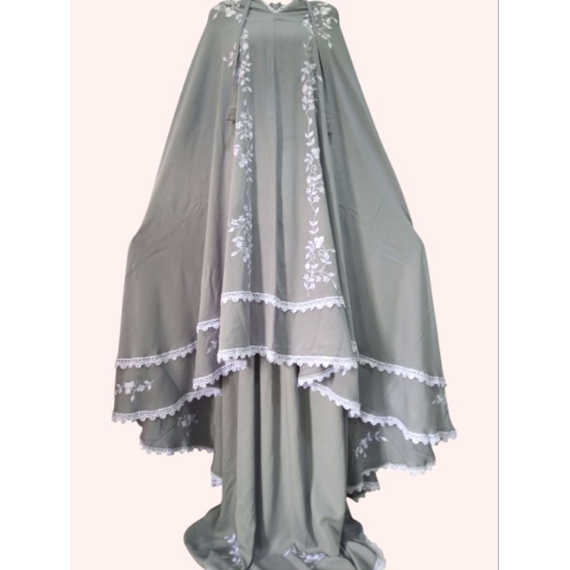 Mukena dewasa bordir Tasik bahan katun super adem jumbo