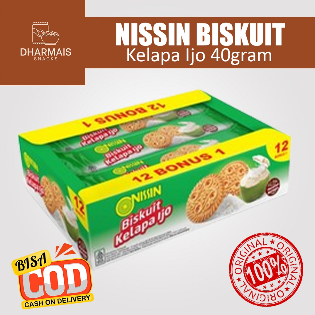 

Nissin Biskuit Kelapa Ijo 40Gr Isi 12 Bonus 1 - DHARMAIS SNACK