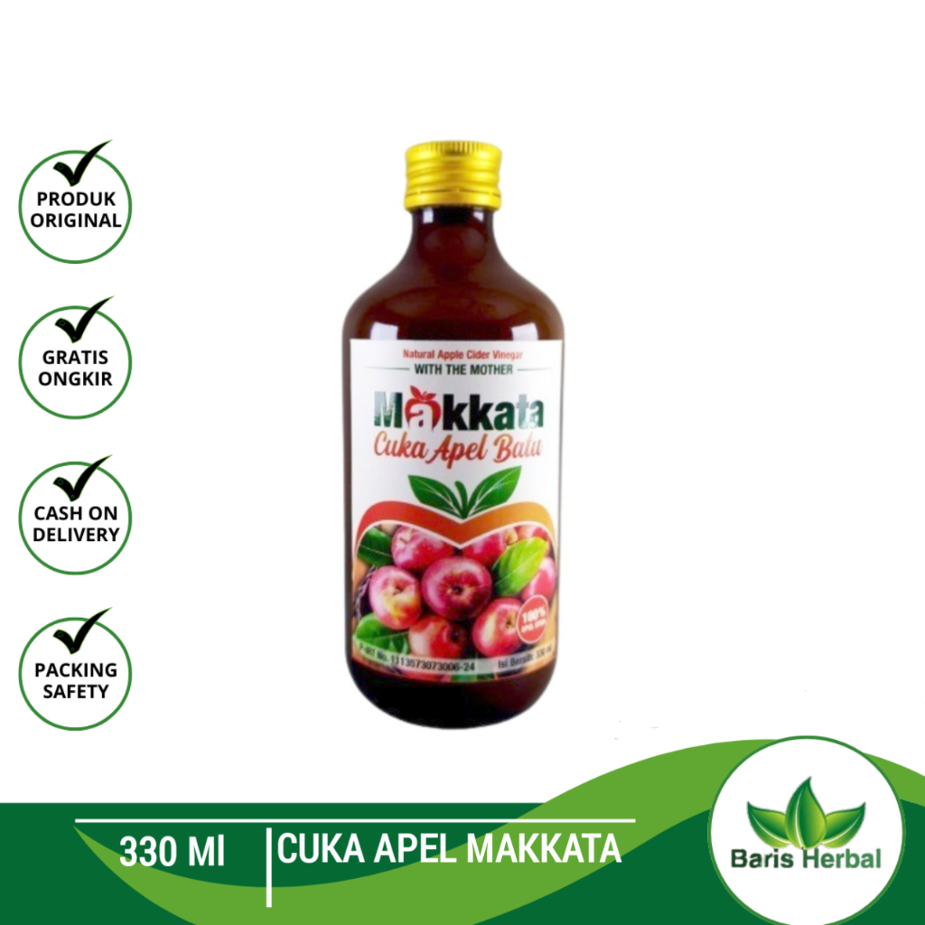 

Cuka Apel Makkata | Natural Apple Cider Vinegar With The Mother | Cuka Apel Batu 330 Ml