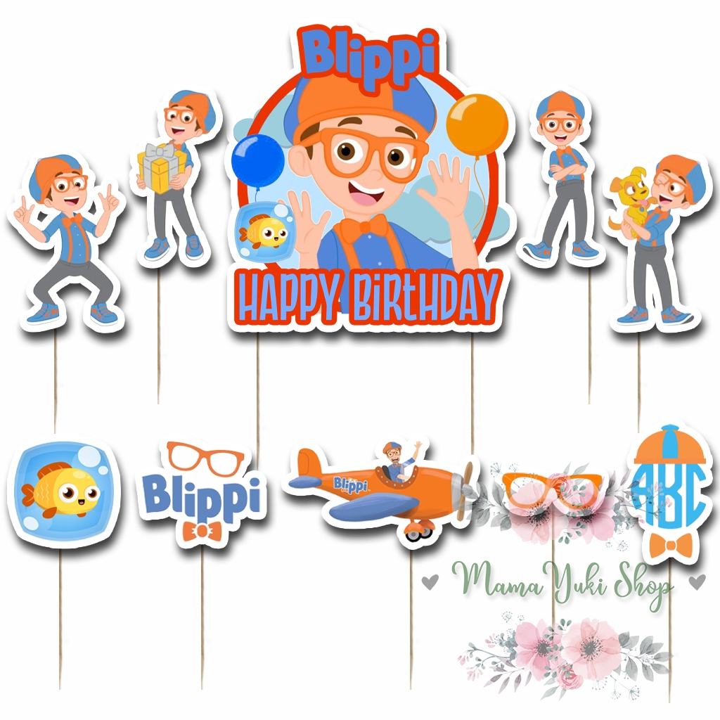 Topper Cake Hiasan Kue Ulang Tahun Anak motif BLIPPI