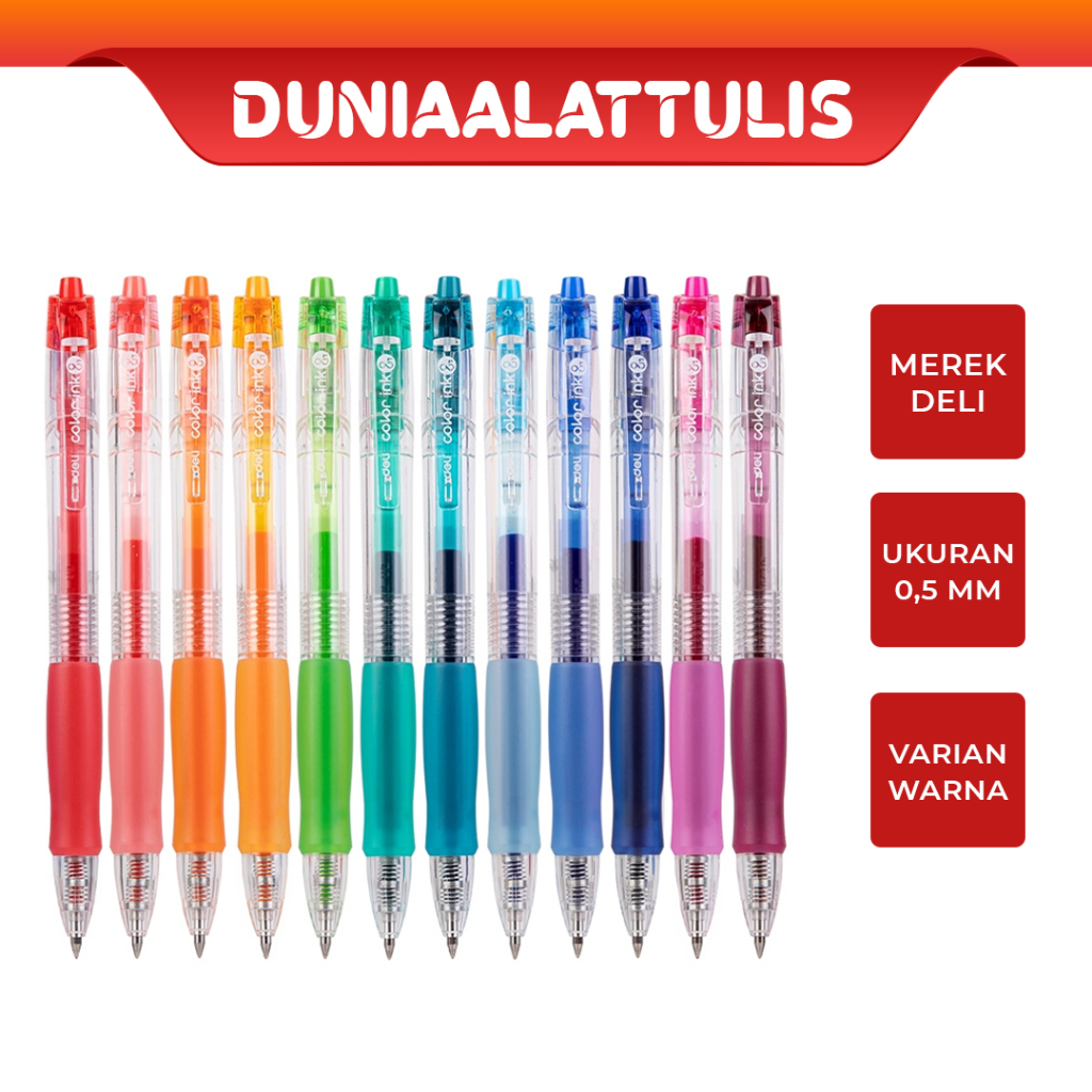 

DELI - PULPEN GEL / BOLLPOINT / PENA SA500 GEL BULLET TIP 0,5MM BERBAGAI MACAM WARNA