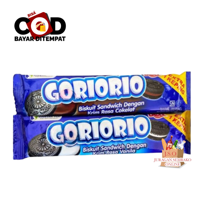 

[ JSO ] Deo Goriorio Renceng lsi 10x24gr Biscuit Sandwich Vanila Cokelat Mix Vanila Biskuit Lapis lsi Krim Snack Cemilan Anak Murah Halal