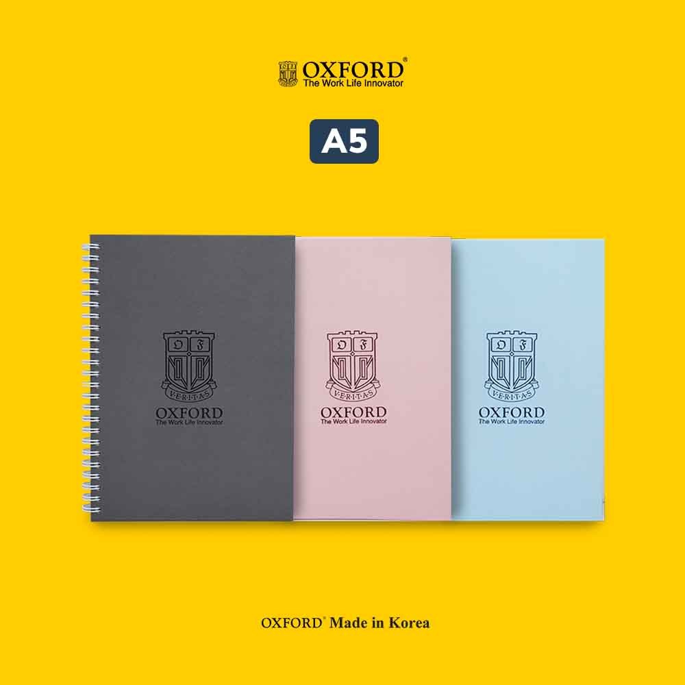 

Oxford Notebook Spiral A5 – Hardcover Premium, 120 Lembar, Warna Hitam/Biru/Pink