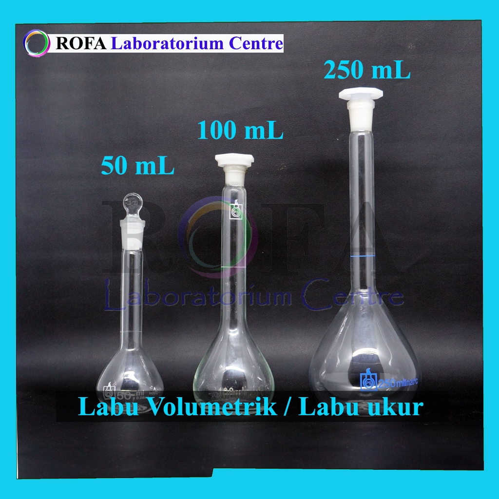 Labu Ukur / Labu Takar / Volumetric Flask / Labu Volumetrik Tutup Kaca 5 mL - 1000 mL