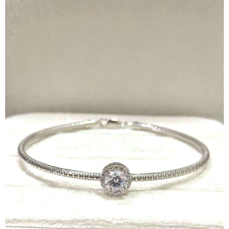 Gelang Choker Emas Putih Solitaire 17k Amero