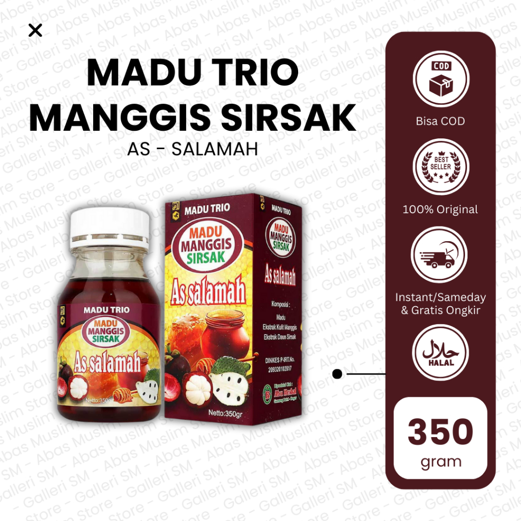 

Madu Trio Madu Sirsak Manggis As - Salamah 350 gr Meningkatkan Daya Tahan Tubuh Aatasi Kanker Tumor