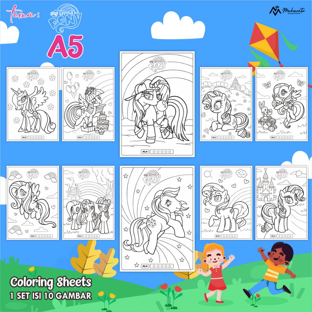 

[LITTLE PONY] KERTAS MEWARNAI EDUKASI ANAK - LEMBAR GAMBAR READY STOCK COLORING SHEETS