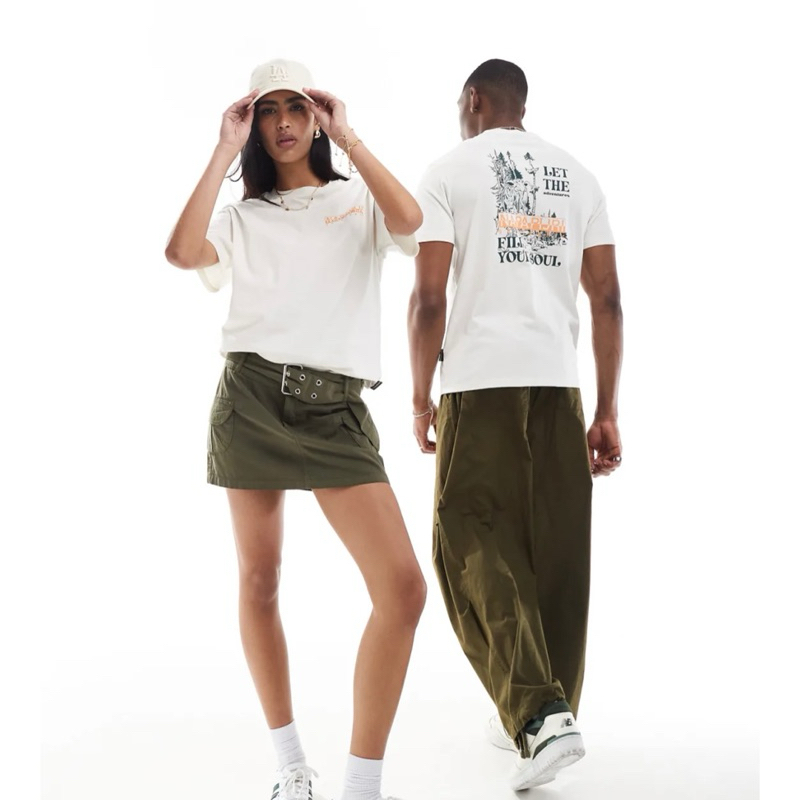 Napapijri Alikas Backprint Tshirt In Ecru White