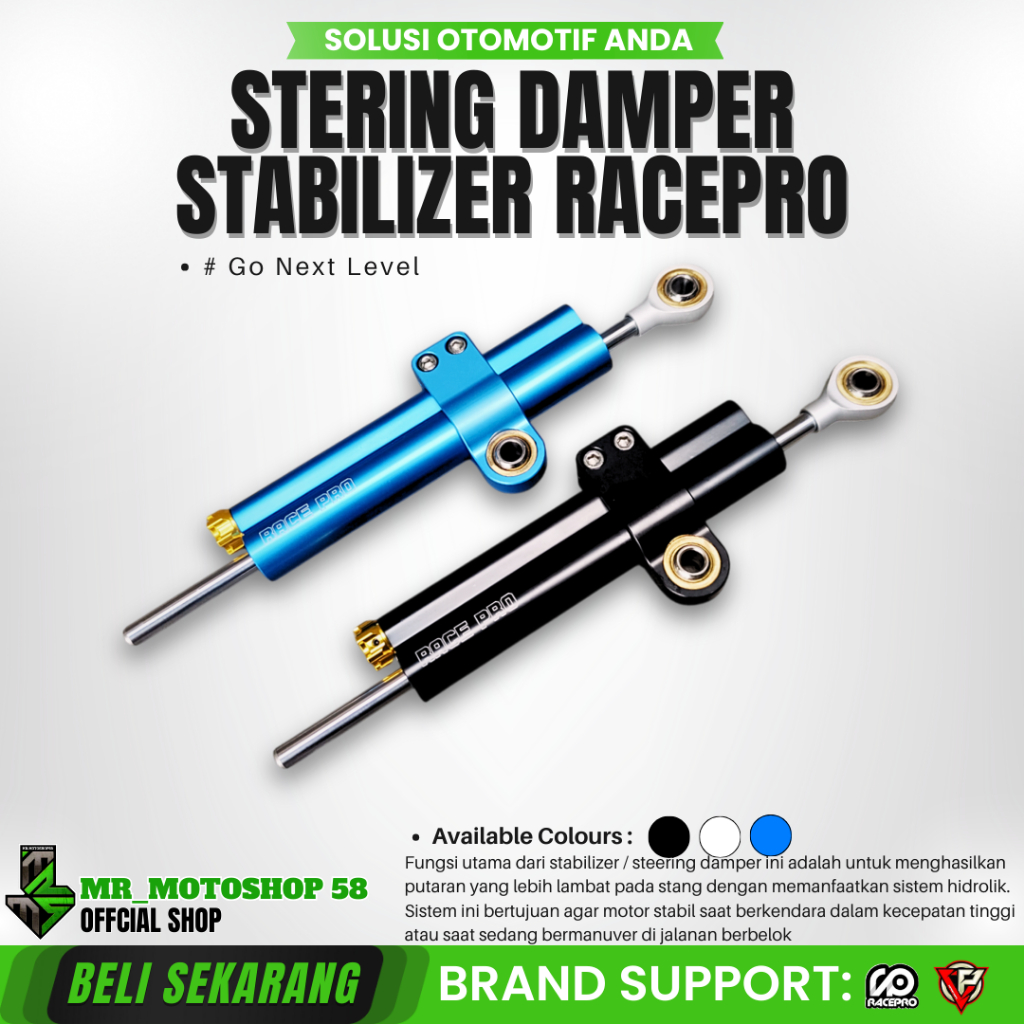 STERING DAMPER STABILIZER STANG RACEPRO ZX25R R15 V3 V4 CBR 250RR R25 NINJA 250 NINJA 150  NINJA 400