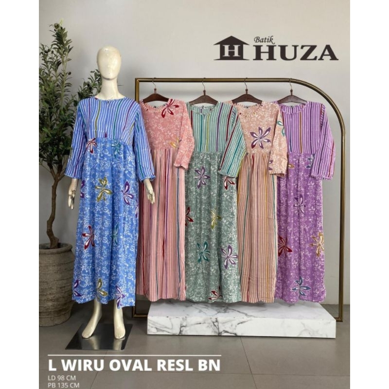 [ LD 98 CM ] Daster Huza Batik Pekalongan  Long Dress Busui ll Longdres Wiru Oval Resl BN Gamis Busu
