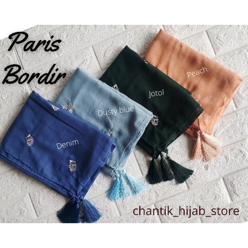 Segi empat Paris bordir/segi empat Paris tassel bordir