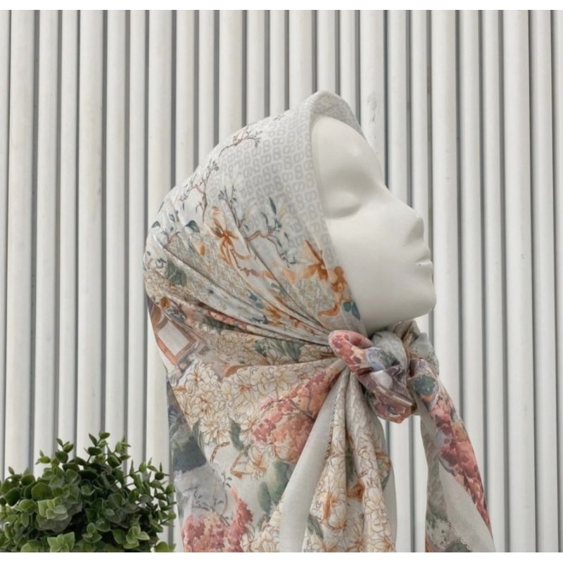 Buttonscarves Seoul square Snow Baru Original Jilbab motif putih