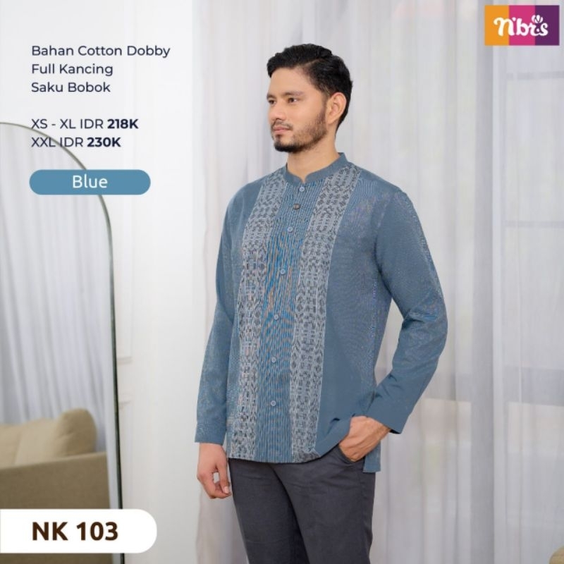 Ready Nibras Koko Lengan Panjang Biru Size M