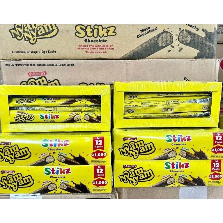 

(1 DUS) NYAM NYAM STIKZ CHOCOLATE ISI 12 PCS X 10 BOX
