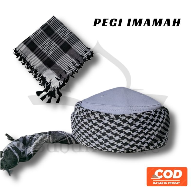 Peci/Peci Imamah Dewasa/Peci Imamah Permanen/Imamah Permanen Tinggal Pakai/Peci Sorban Imamah Segiem