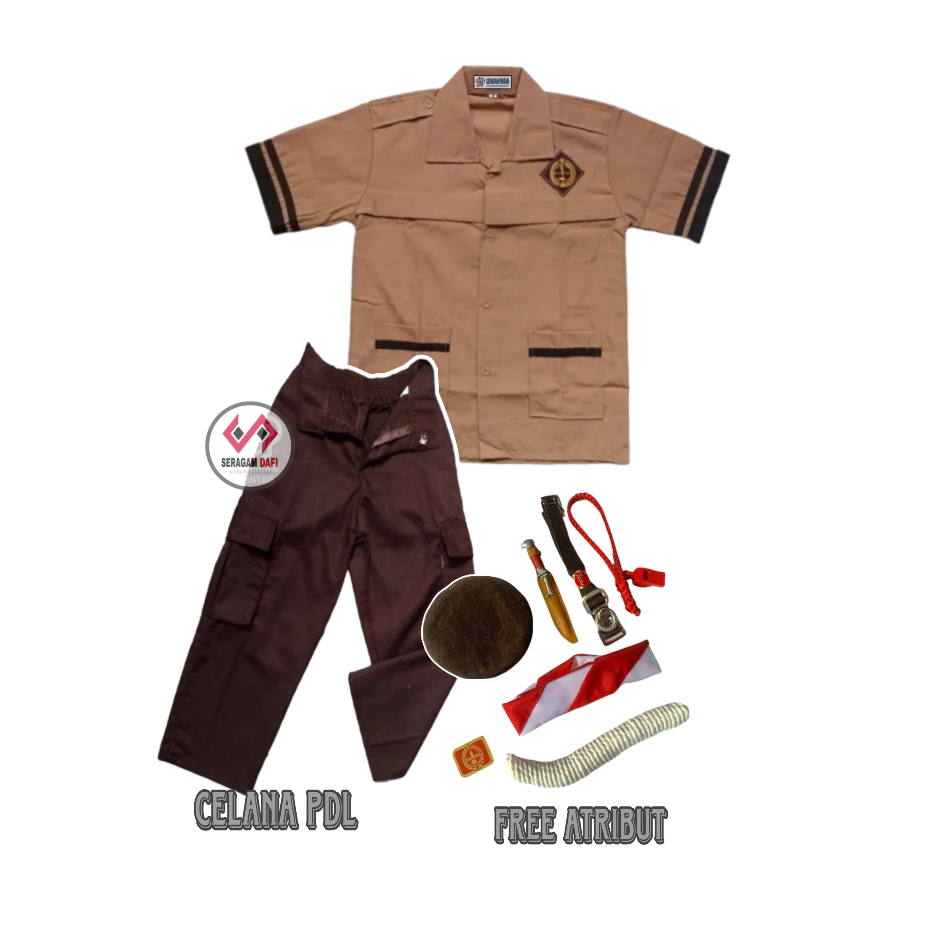 Seragam Pramuka Siaga SD Pendek-Panjang Celana PDL Anak Laki-Laki Kelas 1-6 SD Free Atribut Pramuka