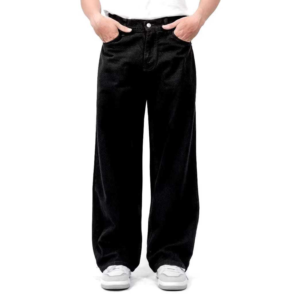 Celana Panjang Jeans Washed Loose Fit Pria Casual Baggy Santai Straight Nyaman