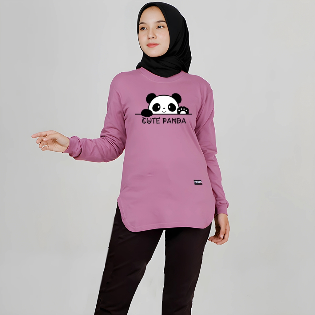 kaos cewek lengan panjang kaos lengan panjang wanita premium bermotif simpel kekinian terlaris