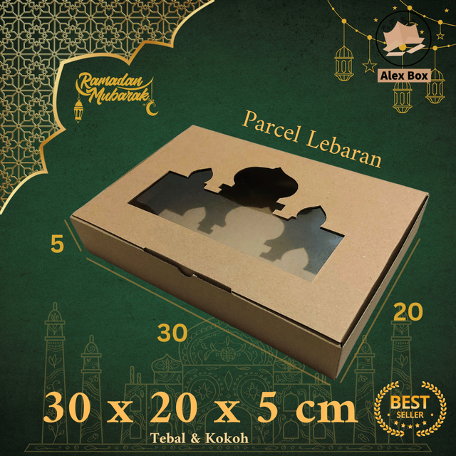 

Kardus Parcel Lebaran Ukuran 30 x 20 x 5 cm | Box Mika Hampers Idul Fitri | Diecut Hantaran Kue