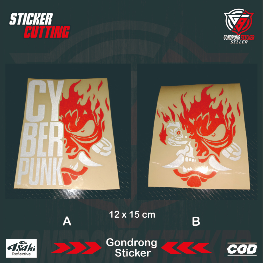 Sticker Samurai Cyberpunk Cutting - Stiker topeng samurai jepang