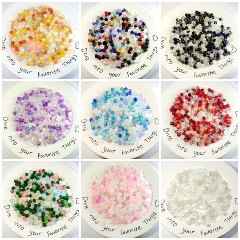 MANIK MANIK KACA BULAT UNTUK MEMBUAT GELANG FREE SPACER DAN TALI