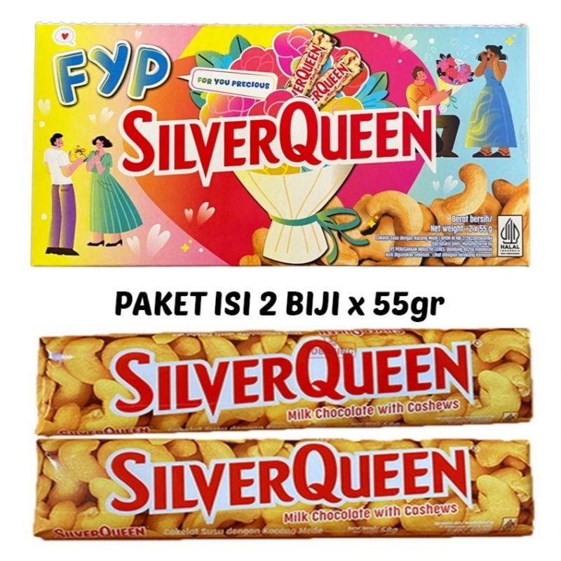 

SILVERQUEEN PAKET CASHEWS 55gr isi 2 pcs FOR YOU PRECIOUS FYP COKLAT VALENTAINE