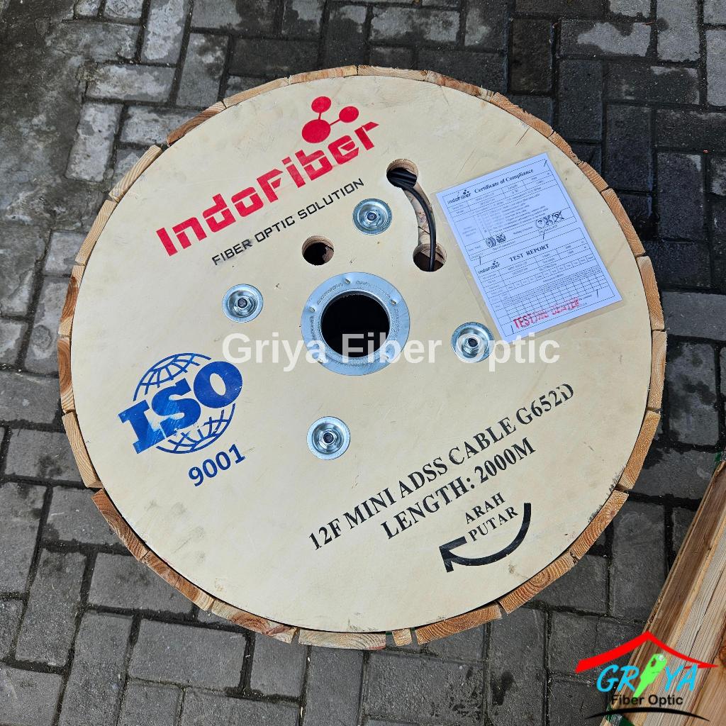 KU Mini ADSS 12 Core 1 Tube Indofiber Kabel Udara Mini ADSS 12c Indofiber G652D 2000M
