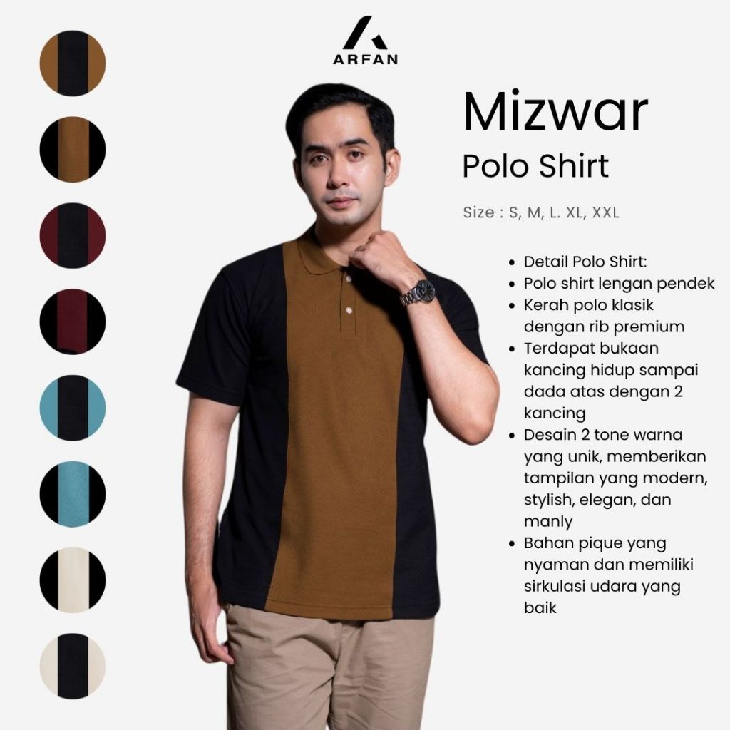 Kaos Polo Pria Pique Basic Kombinasi Mizwar Arfan