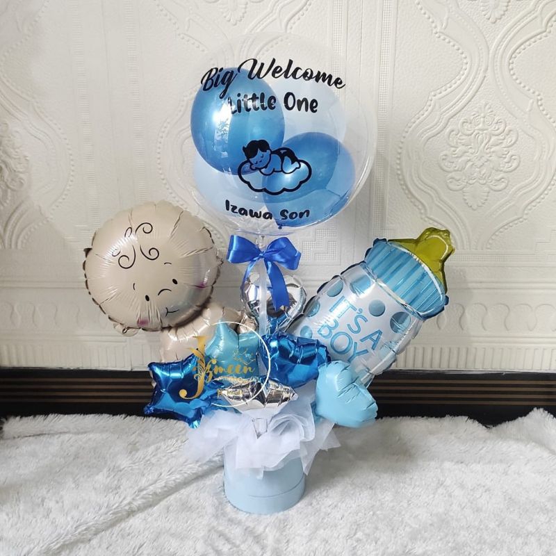 Buket Balon Baby Born Hadiah Bloom